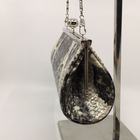 Depeche Mode Faux Python Kisslock evening clutch with silver tone hardware - Picture 5 of 16